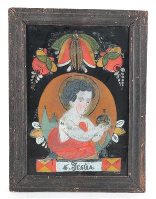 Hinterglasbild, S. Jesus, - Antiquitäten