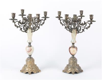 Paar fünfflammige Kerzenleuchter, - Antiquitäten