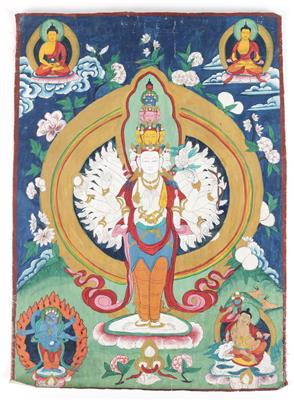 Thangka des tausendarmigen Avalokiteshvara, - Antiques