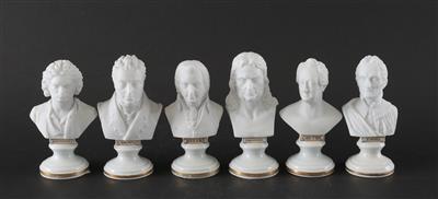Sechs Porzellanbüsten: J. W. von Goethe, - Sommerauktion Antiquitäten