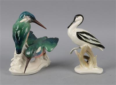 Eisvogelpaar und Säbelschnabler, - Summer auction Antiques