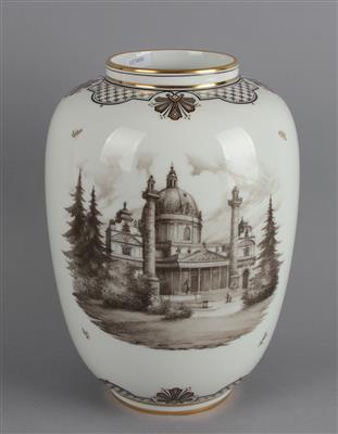 Vase mit Ansicht der Wiener Karlskirche, - Starožitnosti