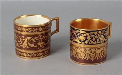 2 Tassen, kaiserliche Manufaktur, Sorgenthal Ära, 1796 und 1799, - Vetro, porcellana e ceramica