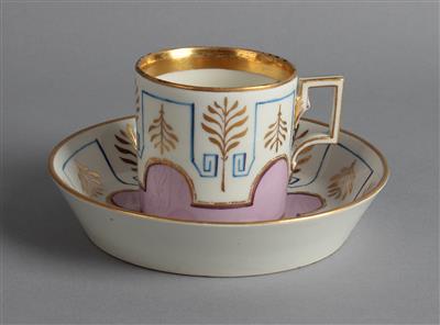 Tasse mit Untertasse, kaiserliche Manufaktur, Wien 18(?)3, - Porzellan, Keramik und Glas