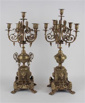 Paar 6-flammige Kerzenleuchter, - Antiquitäten