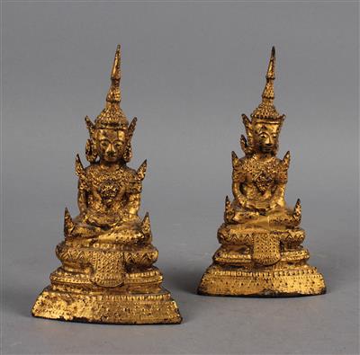 2 kleine Buddhafiguren, - Antiquitäten