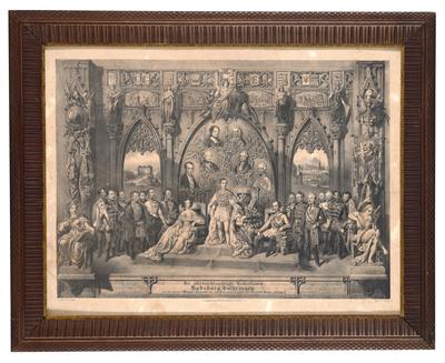 Kaiser Franz Joseph I. im Kreise seiner Vorfahren und Ratgeber, - Imperial Court Memorabilia and Works of Art