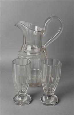 Krug und 2 Gläser, - Antiquitäten