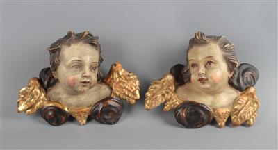 Paar geflügelte Engelsköpfe, - Antiques