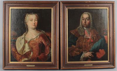Kaiser Franz I. Stephan und Kaiser Maria Theresia, - Antiquitäten