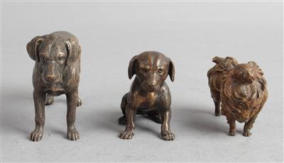 Labrador, Welpe und Zwergspitz, - Antiquitäten