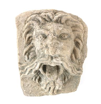 Steinrelief, Maskaron mit herausgestreckter Zunge, - Antiquitäten
