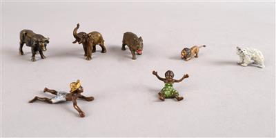 7 kleine Wiener Bronzen, - Antiquitäten