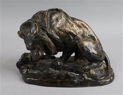 Nach Antoine-Lois Barye (1795-1875) - Löwe kämpft mit einer Schlange, - Antiquitäten