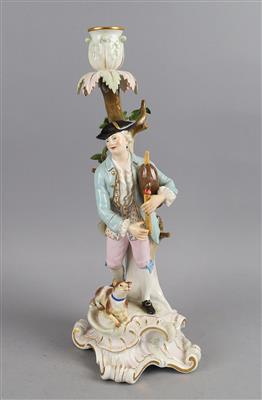 Kerzenständer Schäfer mit Dudelsack, Meissen, - Antiquitäten