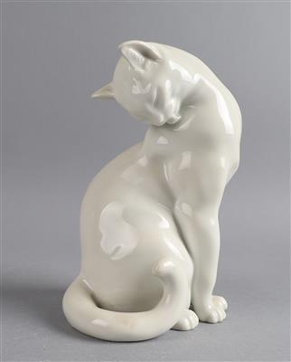 Sitzende Katze, Wiener Porzellanmanufaktur Augarten, - Antiquitäten
