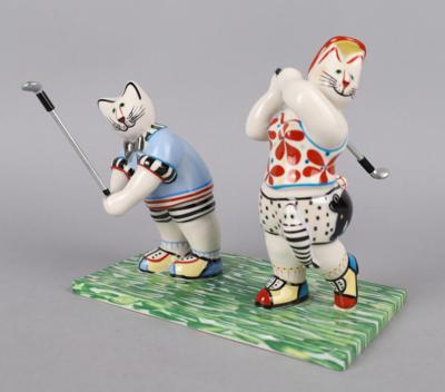 Rosemarie Benedikt, zwei Golf spielende Katzen, - Antiquitäten