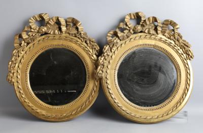 Paar runde Spiegelrahmen, - Antiquitäten