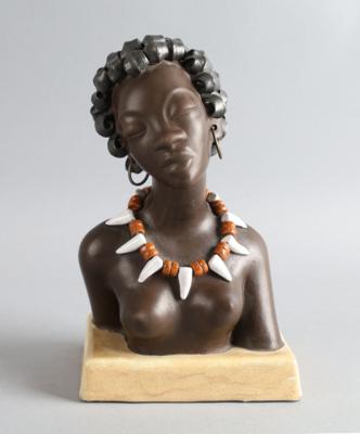 Büste einer Schwarzafrikanerin, Anzengruber Keramik, - Antiquitäten