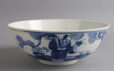 Blau-weiße Schale, China, Vierzeichen Marke Kangxi, späte Qing Dynastie, - Works of Art