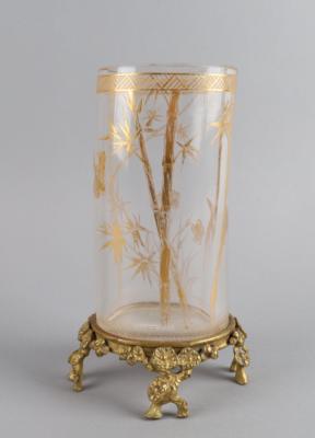 Glasvase im asiatischen Stil in Form eines Elfenbein-Stoßzahnes, - Antiquariato
