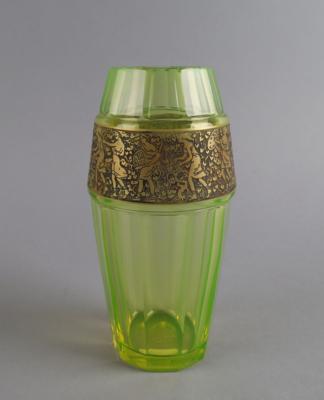 Vase mit Dekordarstellung bewaffneter Amazonen, Entwurf: wohl Leo Moser, 1914, Ausführung: Moser Karlsbad - Antiquariato