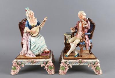 Paar sitzende Musikanten, Böhmen Ende 19. Jh., - Antiquariato