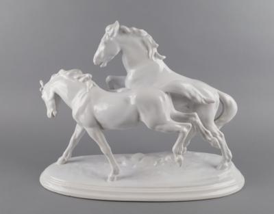 Rudolf Chocholka, Pferdegruppe, Modellnummer: 1740, Firma Keramos, Wien, ab ca. 1950 - Antiquitäten