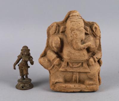 Terrakotta-Ganesha, kleine Bronzefigur der Parvati, Indien, - Antiquitäten