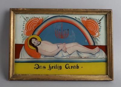 Hinterglasbild, Sandl - "Das heilig Grab", - Starožitnosti