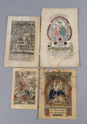 Konvolut von 4 Spickelbildern, 2 davon vom Verleger Caspar Harrer, 2. Hälfte des 18. Jhs./frühes 19. Jh., - Antiquitäten