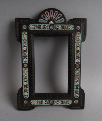 Kleiner Holz- Rahmen mit Mosaik aus winzigen Glassteinen - Antiquariato