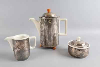 Dreiteiliges Art Déco Kaffeeservice, Bauscher, Weiden bzw. WMF, um 1930/40 - Antiquitäten