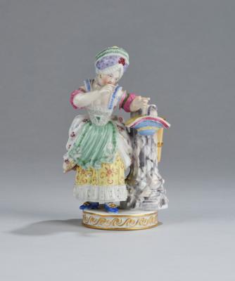 Dame an Säule, Kaiserliche Manufaktur, Wien 1844, - Antiquitäten