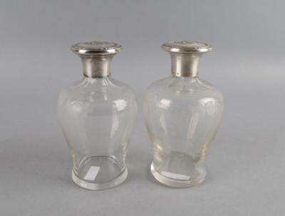 Paar Parfumflakons mit Rosendekor, Württembergische Metallwarenfabrik (WMF), Geislingen, um 1900 - Starožitnosti