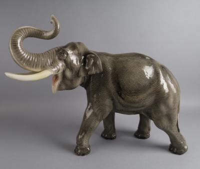 Karl Grössl, Elefant, Modellnummer: 2657, Firma Keramos, Wien, ab ca. 1950 - Starožitnosti