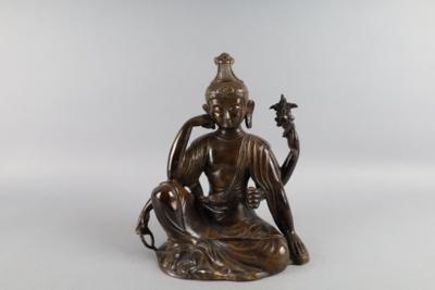 Bronzefigur eines sechsarmigen Bodhisattva, - Antiquitäten