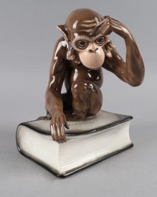 Buchstütze 'Affe auf Buch', Firma Haas  &  Czjzek, Schlaggenwald, ab 1932 - Works of Art