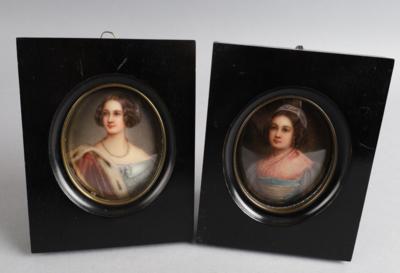 Porzellanbilder "Marie Königin von Bayern" und "Helene Sedlmayer" nach Joseph Karl Stieler (1781-1858), - Antiquariato