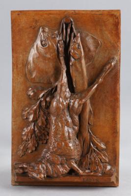Relief mit erlegtem Hasen und zwei Fischen, - Works of Art