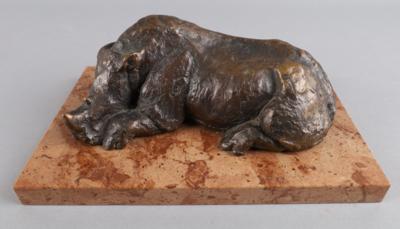 Liegendes Nashorn aus Bronze,20. Jahrhundert - Antiquariato