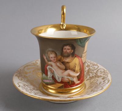 Tasse mit sehr ähnlicher Untertasse, Chodau um 1820/30, - Antiquitäten