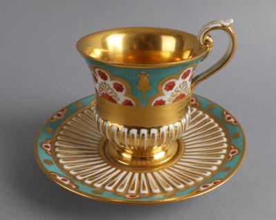 Tasse mit Untertasse, Kaiserliche Manufaktur, Wien 1833, - Antiquitäten