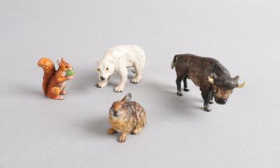 Wiener Bronzen- Bison, Eisbär, Eichhörnchen und Hase, - Starožitnosti