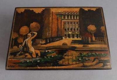 Kassette mit Spielwerk und Ansicht des Schlosses Schönbrunn in Wien, - Antiquitäten