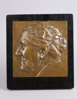 Wilhelm Gösser (1881-1966), Bronzerelief einer älteren Dame im Profil, um 1900/15 - Antiquariato