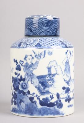 Blau-weiße Teedose, China, 20. Jh., - Antiquariato
