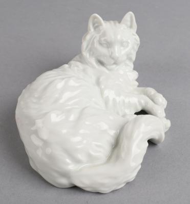 Liegende Katze, Wiener Porzellanmanufaktur Augarten, - Antiquitäten