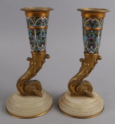 Paar französische Cloisonné -Vasen, - Starožitnosti