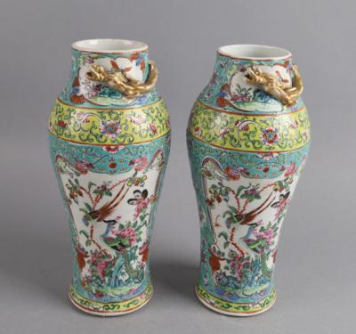 Paar Famille rose Vasen, - Antiquariato